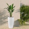 Faux Rattan Tall Planters Set With Water Level Monitor And Automatic Watering, Polypropylene - Black / Gray - Image 9
