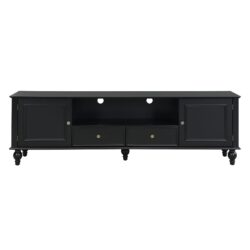Modern TV Stand For TVs Up To 80", Entertainment Center With Open Compartment, TV Storage Cabinet With 2 Drawers, 2 Cabinets And 5 Solid Legs For Living Room - Black