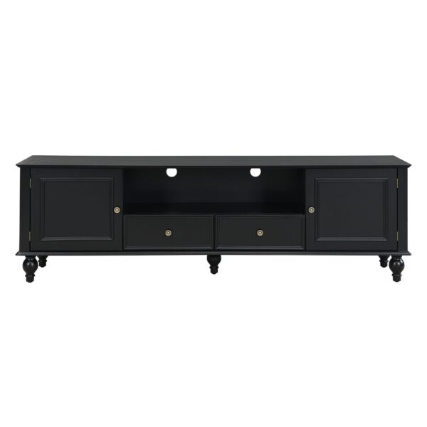 Modern TV Stand For TVs Up To 80", Entertainment Center With Open Compartment, TV Storage Cabinet With 2 Drawers, 2 Cabinets And 5 Solid Legs For Living Room - Black