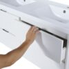 Modern Floating Bathroom Vanity With Dual Resin Sink, Soft Close Drawers - White - Image 23