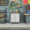 Sturdy Metal Tool Storage Cabinet With Wheels Durable Garage, Office & Home Organizer Steel - White - Image 2