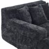 Chenille Interior Lazy Sofa Chaise Lounge Armchair With 3 Pillows And Armrests, Soft Chenille - Black - Image 2