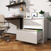 Premium 2 Drawer Metal Lateral File Cabinet With Lock, Steel Filing Cabinet For Home Office - White - Image 6