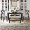 6 Piece Family Dining Room Set With Solid Wood Space Saving Foldable Table And 4 Chairs With Bench - Espresso - Image 6