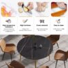Modern Artificial Stone Round Dining Table With Golden Metal Legs, Can Accommodate 6 People - Black - Image 4