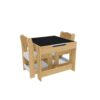 3 In 1 Kids Study Table & Chairs Set Multi Functional Activity Table With Detachable Blackboard Top - Natural Wood - Image 11