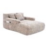 Chenille Interior Lazy Sofa Chaise Longue Armchair With Pillows And Armrests - Khaki - Image 23