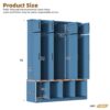 Farmhouse Hall Tree With 4 Hidden Hanging Hooks, Versatile Seating Bench With 8 Doors, Entryway Shoe Cabinet With Open Compartments For Living Room - Blue - Image 3