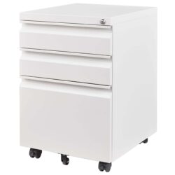 Mobile 3 Drawer File Cabinet With Lock, Metal Organizer For Home Office - Black