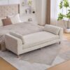 Modern Upholstered End Of Bed Bench With Armrests, Chenille Chaise Lounge Couch With Bolster Pillows, Rubberwood Legs - Beige - Image 2