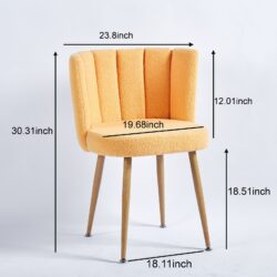 Modern Dining Chair (Set of 2) With Iron Tube Wood Color Legs, Shorthair Cushions And Comfortable Backrest, Suitable For Dining Room, Living Room, Cafe, Simple Structure - Yellow