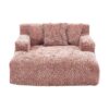 Chenille Interior Lazy Sofa Chaise Lounge Armchair With Pillows And Armrests - Pink - Image 18