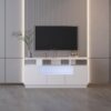 Alexa - Contemporary TV Stand With Lights In Glossy Melamine - White - Image 2