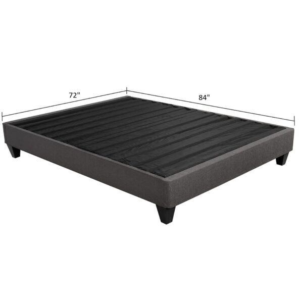 14" California King Size Upholstered Platform Bed Base, Mattress Foundation - Dark Gray