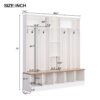 Wide Design Hall Tree With Storage Bench, Minimalist Shoe Cabinet With Cube Storage & Shelves, Multifunctional Coat Rack With 8 Hooks For Entryways, Mudroom - White - Image 3