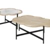 Cloud Coffee Table (Set of 2), Coffee Table, End Table With Tempered Changrainbow Glass For Living Room, Bedroom, Office, Balcony - Natural Wood - Image 10