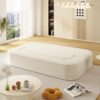 2 In 1 Foldable Sofa Plush Corduroy Sofa Convertible Floor Sofa Bed Deep Seating With Multi Functional Blanket Suitable For Living Rooms - Beige - Image 7