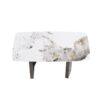 63" Modern Artificial Stone Pandora White Curved Metal Leg Dining Table, 6 People - Antique White / Black - Image 5