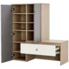Modern Multi Functional Shoe Storage Bench & Cabinets With Adjustable Shelves - Gray / Natural Wood / White - Image 11