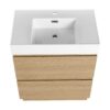 Modern Bathroom Vanity With Single Sink And Double Drawer, Freestanding Engineered Wood Cabinet - Oak - Image 15