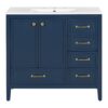 Elegant Vintage 36" Bathroom Vanity With Sink, Soft Closing Door, 4 Drawers Of Different Sizes Frame And Leg - Blue - Image 11