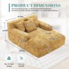 Chenille Interior Lazy Sofa Chaise Longue With Armrests And 3 Pillows - Yellow - Image 2