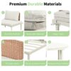 6 Piece Patio Sofa Furniture Set, Half Moon Outdoor Sectional Sofa With 2 High Low Coffee Tables, 4 Pillows & Cushions - Beige - Image 7