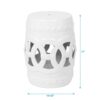 Elegant Glazed Ceramic Drum Stool Indoor / Outdoor Side Table Accent Garden Stool - White - Image 3