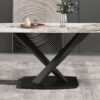 Modern Artificial Stone Pandora White Curved Metal Leg Dining Table, Can Accommodate 6-8 People - Antique White - Image 2