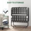 Twin Folding Bed With Memory Foam Mattress Portable Rollaway Bed Sturdy Metal Frame - Brushed Nickel - Image 4
