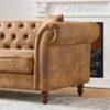 Chesterfield 3 And 2 Seater Sofa Set, High Tech Fabric Upholstered Couch For Living Room And Office - Brown - Image 13