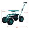 Rolling Garden Scooter Cart Seat With Wheels, 360 Swivel, Tool Tray, Steel Frame - Green - Image 4