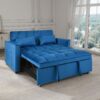 3 In 1 Convertible Sofa Bed With Reclining Backrest And Pillows - Blue - Image 2