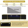 Modern TV Stand For TVs Up To 80", Entertainment Center With 2 Shelves And LED Lights, TV Storage Cabinet With 2 Drawers, 2 Cabinets And Metal Legs For Living Room - Black - Image 8