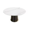59.05" Modern Artificial Stone Round Panel Metal Iron Base Dining Table, Can Accommodate 8 People, (Not Including Chairs) - White / Black - Image 4