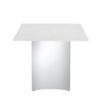 Modern Minimalist Dining Table With Imitation Marble Glass Desktop And Metal Legs - Silver / White - Image 8