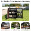 Outdoor Kitchen Island With Storage, Cooking Station, Grill Cart, Foldable Tabletop, And Bottle Opener - Dark Brown - Image 8