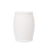 Glazed Ceramic Drum Stool Indoor / Outdoor Side Table Ceramic - White - Image 13