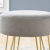 Ottoman, Pouf, Footrest, Foot Stool, Round Gold Metal Legs, Contemporary, Modern - Gray - Image 8