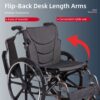 Lightweight Wheelchair Foldable Manual Transport Chair With Double Brakes 300 Lbs Capacity & 24" Tires Safe Durable All Terrain Wheelchair For & Disabled - Dark Gray - Image 4