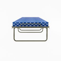 Metal Folding Bed Frame With Foam Mattress, Easy Storage, Movable With 4 Castors - Black / Blue