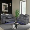Raize - 3 Piece Power Living Room Set With Storage Console And Cup Holders - Gray - Image 7