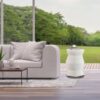 Contemporary Ceramic Drum Stool Indoor / Outdoor Side Table Glazed Accent Garden Stool - White - Image 4