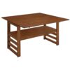 5 Piece Extendable Wood Square Dining Table Set With 2 Drop Leaves, Compact Storage Shelf Kitchen Table Set With Upholstered Chairs For 4 - Brown - Image 12