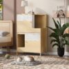Furniture Style Multi Use Natural Cat Litter Box House With Flip Down Door - Natural - Image 4