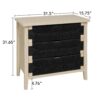 3 Drawer Buffet Sideboard With Adjustable Shelves, Storage Cabinet With Natural Seaweed Decor Doors For Living Room Kitchen Entryway - Natural - Image 3