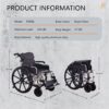 Heavy Duty Foldable Manual Wheelchair Double X Force Support With Adjustable Seat Belt Breathable Cushion & Anti Backflip Design 24" Tires For All Terrains 350 Lbs Capacity - Black / Silver - Image 11