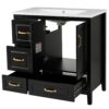 Bathroom Vanity With Sink, Soft Closing Doors & Drawers, Metal Handles - Black - Image 13