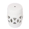 Elegant Glazed Ceramic Drum Stool Indoor / Outdoor Side Table Accent Garden Stool - White - Image 9