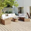 10 Piece Outdoor Sectional Half Round Patio Rattan Sofa Set, Wicker Conversation Furniture Set For Free Combination - White - Image 3